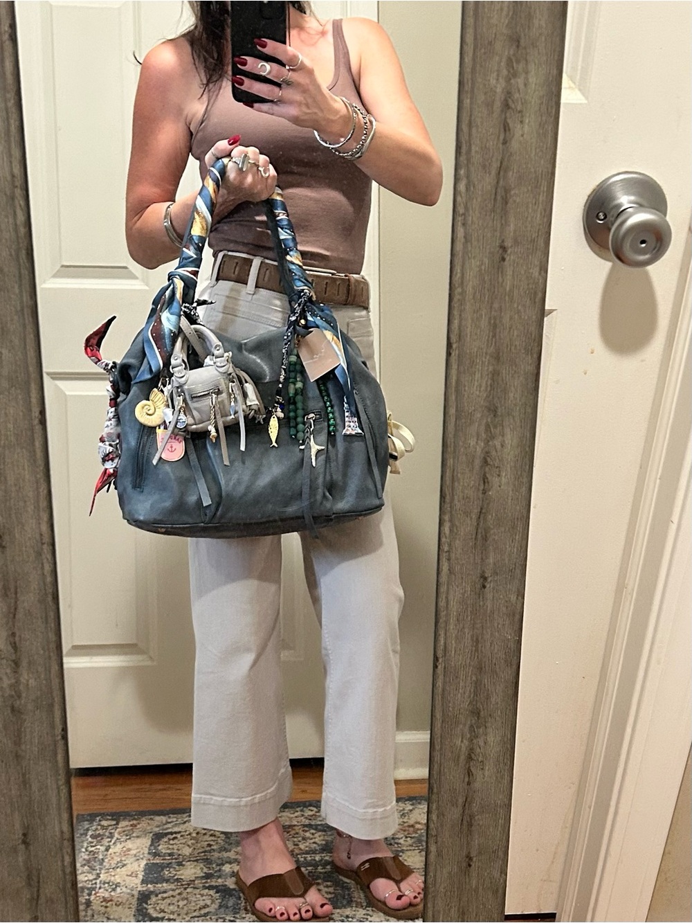 Stormy Seas We The Free Emerson Tote W/ Micro Emerson, Charms, & Scarves - Picture 10 of 16
